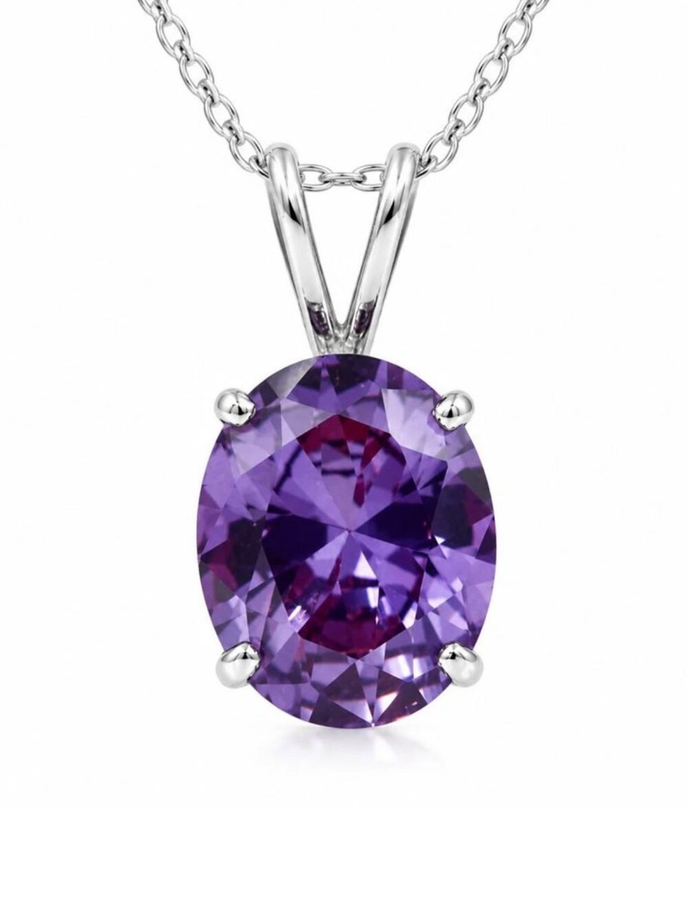 Changing Color 3.82 Cts Alexandrite Pendant 14k White Gold